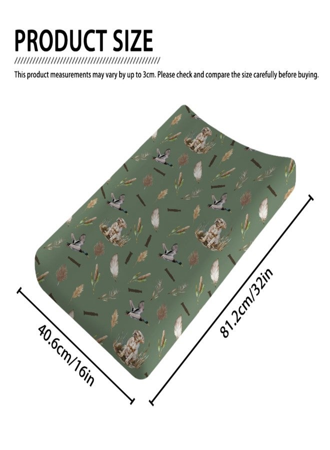 KASTLEE Wild Duck Hunting Hunter Baby Changing Pad Cover for Boy Girl 32''x16'' Mallard Duck Reeds Feathers Unisex Fitted Diaper Change Table Sheets Wild Animal Soft Breathable Nursery Changing Table Mats - Image 2